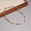 Collar Cadena Clavícula Turmalina Natural Pequeña Ultrafina de 2 mm Transfronterizo para Mujer Diseño Nicho Arcoíris Verano Gradiente Lujo Accesible