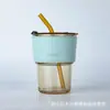 Copo de Bambu da Moda com Logo, Canudo, Copo de Vidro com Texto Impresso, Copo para Café da Manhã Leite, Copo de Água