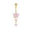 Joyería de Acero Inoxidable con Zirconia para Piercing de Ombligo, Colgante de Borla de Flor de Ciruelo Pequeña de Moda, Venta Caliente Transfronteriza