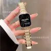 Adecuado para Apple Watch Iwatch10 Pequeña Cintura Incrustada de Diamantes Pulsera Elegante 765432Se Correa de Metal de Nicho para Reloj