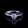 Anillo de Zirconia con Seis Garras de Plata S925 Damila para Mujer, Moderno y Versátil, Anillo Ajustable Joyería al por Mayor y Dropshipping
