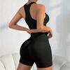 Conjunto deportivo de yoga sin costuras con espalda cruzada, estilo europeo y americano, para mujer. Incluye sujetador deportivo, shorts color melocotón y top para glúteos.