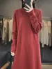 Suéter de Lã Pulôver Novo Outono e Inverno Feminino Tricô de Lã Manga Longa Versátil Vestido Longo de Lã Outer