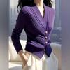 Estilo Perezoso con un Toque de Lujo, Súper Elegante, Nuevo Modelo Invierno 2026, Hermoso y Elegante, Suéter Cardigan de Punto Interior que Ceñe la Cintura para Mujer