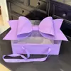 Caja Rosa de Flores Portátil con Lazo Transparente Pastel de Frutas Regalo