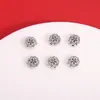 Série Flores Prateadas Retrô de Xizang Contas Espaçadoras para Pulseira DIY Colar Chaveiro Contas Espaçadoras Acessórios de Liga