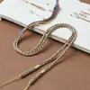 Cordão para Clavícula com Contas Dzi de Xizang, Pingente de Cruz, Fivela de Segurança de Jade, Cordão de Algodão Tecido à Mão, Corda Pendurada no Pescoço com Duas Pontas para Homens e Mulheres