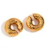 Moda Transfronteriza Europea y Americana Nicho Retro Patrón de Serpiente Clip para Oreja Acero Inoxidable Chapado en Oro de 18K Geométrico Sarga Pétalo Pendientes para Mujer