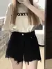 Shorts de Mezclilla con Figura de Pera para Mujer Verano Chica Gordita Talla Grande Cintura Alta Cadera Amplia que Cubre Ajustado Forma A Rasgados Pierna Ancha Pantalones Cortos