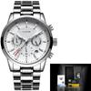 Reloj de cuarzo deportivo para hombre LIGE de comercio exterior, resistente al agua, con correa de acero, doble esfera, multifunción, reloj de pulsera de negocios