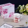 Caneca D Brand de Porcelana Ossos Leopardo 350ml Xícara de Chá para Escritório Série Tigre Zhonglin Copo de Água Presente para Amigos