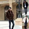 Otoño e Invierno Europeo y Americano Nuevo Imitación Piel de Zorro Solapa Grande Estilo Coreano para Hombre Chaqueta de Manga Corta Prendas de Abrigo Cortavientos Piel para Hombre