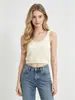 Fábrica de Origen Transfronteriza Top Corto de Primavera y Verano Ajustado Camisola de Cuello en U Top de Punto Camiseta sin Mangas de Punto Base para Mujer