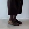Mocasines sin cordones de punta cuadrada estilo Maillard relajado para mujer, Otoño/Invierno 2026, Zapatos nuevos con forro de felpa