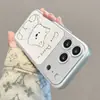 Funda de teléfono con diseño de cachorro lindo para Apple 18pm, iPhone 16, estilo coreano, diseño lindo, 17 con cordón, 14 con textura de cuero, 13