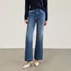 2613403-Calça boca de sino Nanyou de algodão jeans de alta qualidade, cintura alta, modeladora, para mulheres baixinhas, novas calças femininas de início de outono
