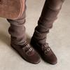 Hermosos ~ zapatos de piel con hebilla cuadrada de pedrería de blogger primavera 2025 tacón bajo grueso punta redonda piel zapatos de boca profunda para mujer