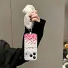 Adecuado para Iphone18Promax Funda de Teléfono Móvil de Moda Apple 17Air Correa 5 Pulsera 16Pro Corazón Rosa y Blanco