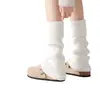 Cubiertas de calcetín rojas para mujer, Botas de nieve de invierno, Calcetines holgados de otoño e invierno, Calentadores de pierna tejidos Y2K, Protección de rodilla, Tubo largo