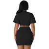 3022 Ropa Femenina Transfronteriza Europea y Americana Amazon Moda Traje Sexy Top Corto con Falda de Cadera Dos Piezas