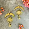 Comercio exterior transfronterizo Amazon sol dorado luna estrellas aretes de latón sol luna regalos celestiales fábrica directa