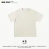 Camiseta de Algodón Puro de Doble Hilo Pesado para Hombre, Manga Corta, Verano, Marca de Moda, Cuello Redondo, Corte Holgado, Color Sólido, Estilo Retro Americano