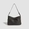 Bolso de Hombro Hobo Minimalista de Gamuza Negro Clásico Cierre de Nudo Dorado Vintage Cruzado Relajado para el Día a Día