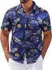 Estación Independiente Transfronteriza Camisa de Manga Corta Caliente para Hombre Playa Hawaiana Moda Estampada en 3D Camisa de Cuello Alto Versátil