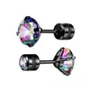 Pendientes de Acero Inoxidable Redondos con Circonita Integrada de Cuatro Garras Súper Brillantes, Cilindricos, Ecológicos, Transfronterizos, Precio Directo de Fábrica