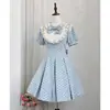 En Stock Delicado Estilo Té Dulce Diseño Japonés Lindo y Suave Vestido Corto Femenino con Lazo y Bordes Volantes
