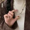 Colar de Pedra Olho de Tigre para Mulheres 2025 Novo Popular Retro Camada Múltipla Corrente de Clavícula Corrente para Suéter Outono Inverno Acessório Vintage de Nicho