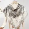 Lenço Quadrado Fino de Seda e Lã para Primavera e Verão o Ano Todo Feminino 200 Xale Étnico Lenço para Ar Condicionado Feminino Customização de Fábrica