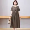 Vestido de Manga Corta Talla Grande para Mujeres de Mediana Edad y Mayores 2026 Nuevo Estilo de Verano Vestido Elegante y con Estilo para Madres Mayores de Cincuenta Años