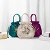Bolsa de mão bordada feita à mão, bolsa tote pequena, bolsa de mão para mãe, estilo étnico vintage, adequada para mulheres de meia-idade e idosas, para carregar troco e um celular enquanto faz compras