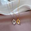[Acero de Titanio Integral] Collar de Zirconia Gota de Agua Estilo Normcore Horno Oro Real Femenino Popular Cadena Clavícula Accesorios