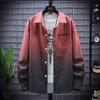 Camisa de trabajo para hombre, estilo coreano, de moda, holgada, de manga larga, para otoño e invierno, estilo Hong Kong.