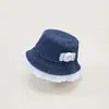 Sombrero Infantil Primavera y Otoño Delgado Dulce Encaje Retro Mezclilla Cubeta Sombrero de Pescador Niña Protector Solar Sombrero Cubeta