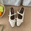 Zapatillas Blancas de Punta Francesa con Plataforma para Mujer Verano 2025 Nuevo Modelo Zapatos de Media Zapatilla Retro