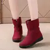 Botas de Nieve para Mujer 2026 Estilo Nuevo Invierno Botines Cortos para Dama Más Terciopelo Suela Gruesa Impermeables Caña Corta Fondo Plano Cálidos Zapatos de Algodón para Mamá