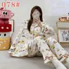 Pijama mikko para mujer para primavera y otoño, conjunto de gasa de algodón nube de manga larga y pantalón largo, lindo conjunto de ropa de casa de verano estilo japonés