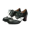 Nuevos zapatos de cordones europeos y americanos, zapatos casuales para mujer de estilo británico con relieve, punta redonda, bloques de color y tacón alto grueso, tallas 40-45