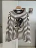 KEKEZOON Nueva Colección de Otoño: Camiseta de Manga Larga con Estampado de Anime y Dibujos Animados, Rayas Bloque de Color, Cuello Redondo para Mujer, 8837