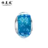 Venta caliente cuentas de cristal tallado azul zafiro DIY patrón de flor mariposa arcoíris cuentas esmaltadas cuentas de agujero grande pulsera con cuentas