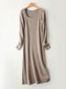 Vestido Largo de Lana con Cuello en U para Mujer, Falda Plisada de Otoño e Invierno, Vestido Suéter Básico de Punto para Mujer