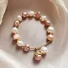 Pulsera de Gato de Perla de Agua Dulce de Forma Especial Barroca Pulsera de Moda Femenina Celebridad de Internet Pulsera de Perla de Agua Dulce Colorida
