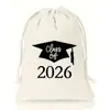 Bolsas con cordón para la temporada de graduación 2026 Venta caliente transfronteriza Bolsas de regalo para la Clase de 2026 Bolsas de almacenamiento de dulces para fiestas