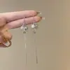 Nuevos Pendientes de Gancho con Cuentas de Jade Hielo Transparente Estilo Chino Pendientes Largos con Borlas Dulces de Moda Pendientes de Gama Alta de Lujo Ligero de Nicho