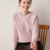 Suéter de punto de cuello redondo otoño e invierno nuevo estilo jersey manga raglán 100% suéter de cachemira para mujer manga larga suéter cálido