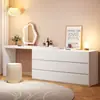 Mesa de toucador moderna minimalista para quarto com gaveteiro integrado, armário de armazenamento para espaços pequenos, escrivaninha estilo creme e mesa de maquiagem extensível