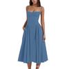 Falda de Verano Transfronteriza Amazon Nueva Falda Larga Retro Francesa Estilo Corte Ropa Dopamina con Vestido con Tirantes